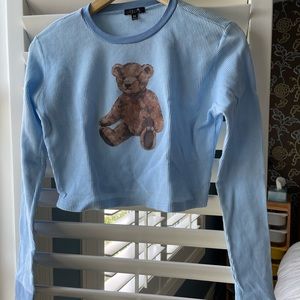 Delia Teddy Bear Blue Long Sleeve Tee